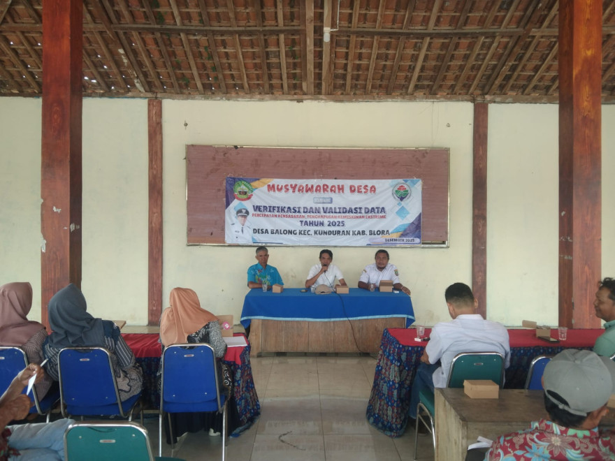 Percepat Penghapusan Kemiskinan Ekstrem, Desa Balong Gelar Musdes Verifikasi dan Validasi Data Penduduk